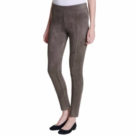 ANDREW MARC Seamed Taupe Faux Suede Leggings - NWT - Picture 1 of 3